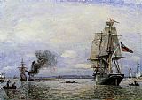 Johan Barthold Jongkind Leaving the Port of Honfleur painting